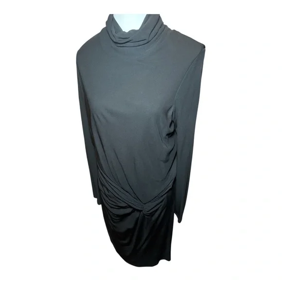 REISS Freya Black Twist Front Bodycon Midi Dress Sz 6 Minimalist Evening Chic - Picture 5 of 9